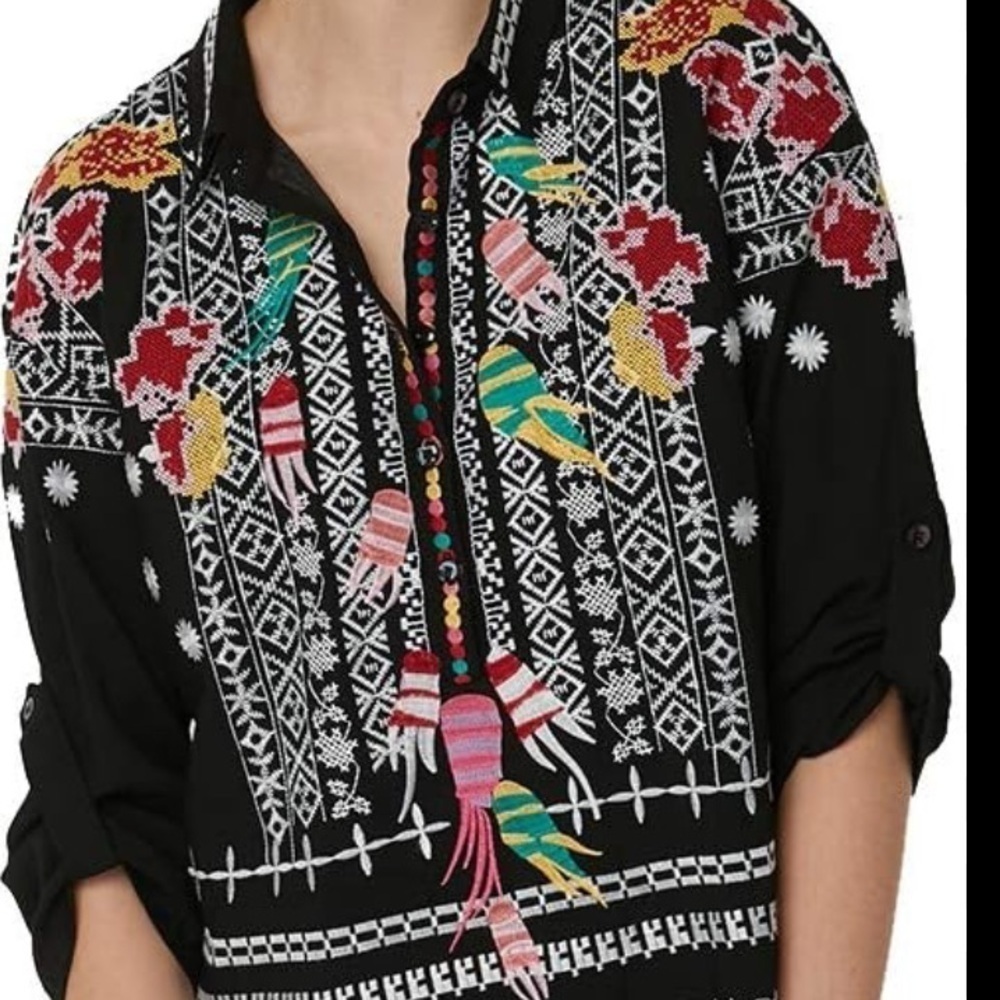 Johnny Was heavily embroidered feathers tunic (oversized) NWT RARE - Picture 11 of 13